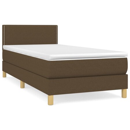 vidaXL Lit à sommier tapissier avec matelas Marron foncé 90x200 cm