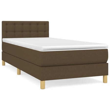 vidaXL Lit à sommier tapissier avec matelas Marron foncé 80x200 cm