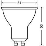 Osram bte2 spot par16 led 36° verre 4 3w=50 gu10 froid