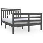 vidaXL Cadre de lit Gris Bois massif 120x190 cm Petit Double