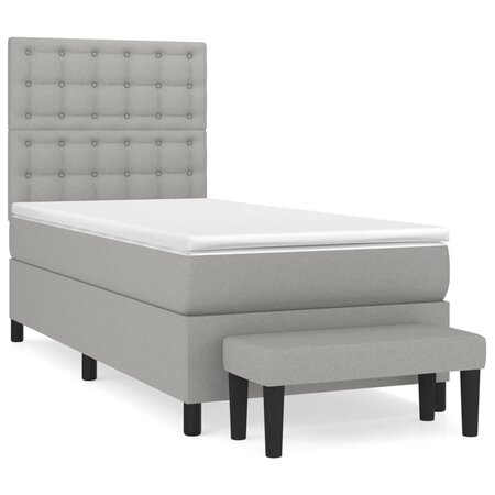 vidaXL Lit à sommier tapissier avec matelas Gris clair 100x200cm Tissu