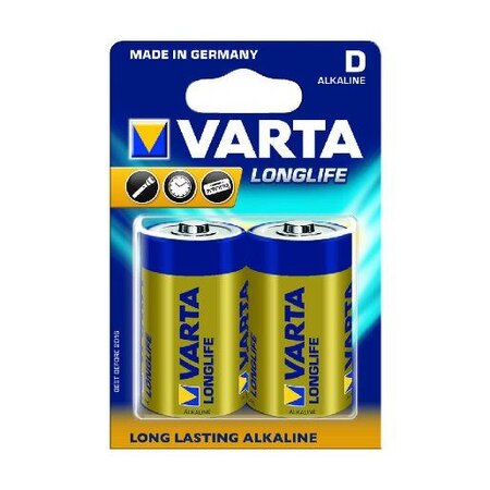 Blister de 2 piles longlife extra 4120 mono d lr20 varta