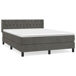 vidaXL Lit à sommier tapissier et matelas Gris foncé 140x190cm Velours