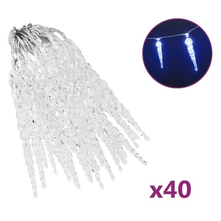 vidaXL Guirlande lumineuse à glaçons de Noël 40 Pièces Bleu Acrylique