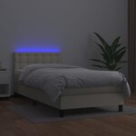 vidaXL Sommier tapissier avec matelas et LED Crème 90x200cm Similicuir
