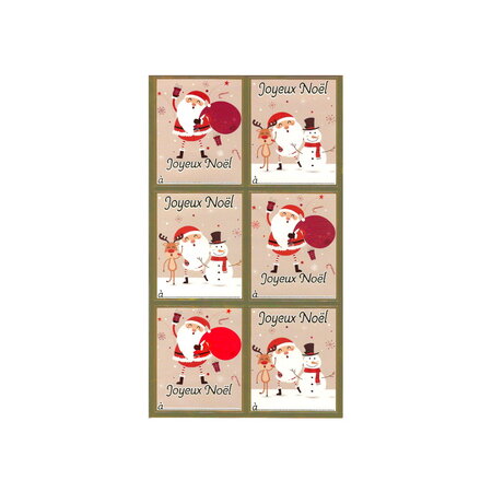 6 étiquettes cadeaux - noël