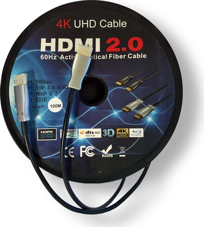 Câble HDMI 2.0 MCL-Samar 100m unidirectionnel par fibre optique