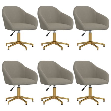 vidaXL Chaises pivotantes à manger lot de 6 gris clair velours
