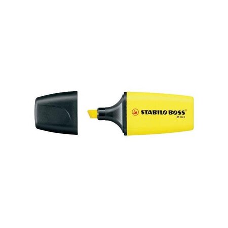 Surligneur boss mini pointe biseautée jaune x 10 stabilo