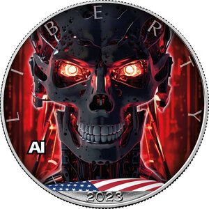 Pièce de monnaie en Argent 1 Dollar g 1 Millésime 2023 Artificial Intelligence USA TERMINATOR