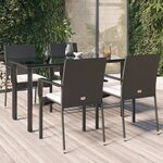 vidaXL Mobilier à dîner de jardin et coussins 5Pièces Noir Résine tressée