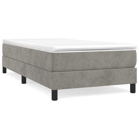 vidaXL Sommier à ressorts de lit Gris clair 90x190 cm Velours