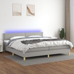 vidaXL Sommier tapissier matelas et LED Gris clair 200x200 cm Tissu