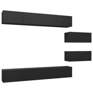 vidaXL Ensemble de meuble TV 6 Pièces Noir Aggloméré