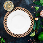 Set de table beige et noir rond en feuilles de bambou - 38 cm