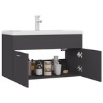vidaXL Armoire d'évier avec lavabo intégré Gris Aggloméré