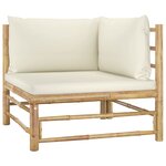 vidaXL Salon de jardin 8 Pièces avec coussins blanc crème Bambou