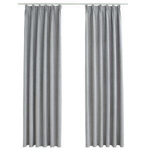 vidaXL Rideaux occultants avec crochets 2 Pièces Gris 140x175 cm