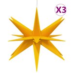 vidaXL Étoiles de Moravie avec LED 3 Pièces pliable jaune 57 cm