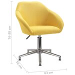vidaXL Chaises pivotantes à manger lot de 2 jaune tissu