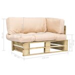 vidaXL Canapé de jardin palette avec coussins sable Pinède