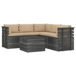 vidaXL Salon palette de jardin 6 Pièces avec coussins Bois de pin massif