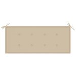 vidaXL Banc de jardin avec coussin beige 120 cm Bois de teck massif