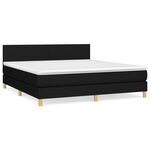 vidaXL Lit à sommier tapissier avec matelas Noir 160x200 cm Tissu