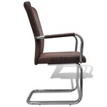 vidaXL Chaises à manger cantilever lot de 6 marron tissu cuir