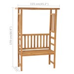 vidaXL Banc de jardin avec pergola 115 cm Bois de teck solide
