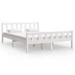 vidaXL Cadre de lit blanc bois massif 150x200 cm très grand