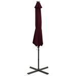 vidaXL Parasol déporté avec mât et lumières LED Rouge bordeaux 300 cm