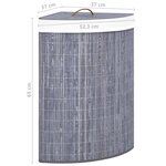 vidaXL Panier à linge d'angle Bambou Gris 60 L