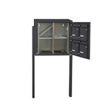 Bloc collectif Leabox 2x2  grade 3  simple face  extérieur  fixation sur pieds à sceller   gris anthracite ral 7016 finition brillante
