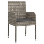 vidaXL Mobilier à dîner de jardin et coussins 7 Pièces gris rotin