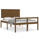 vidaXL Cadre de lit avec tête de lit marron miel double bois massif