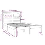 vidaXL Cadre de lit Gris Bois massif 120x190 cm Petit Double