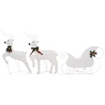 vidaXL Décoration de Noël Renne et traîneau 140 LED extérieur blanc