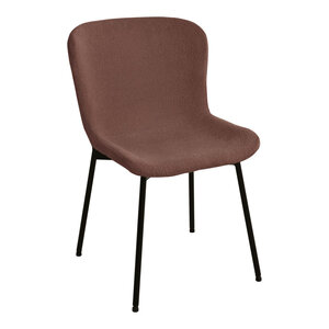 Chaise de salle à manger rouille en polyester bouclé avec pieds noirs