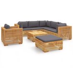 vidaXL Salon de jardin 8 Pièces avec coussins Bois de teck solide
