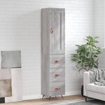 vidaXL Buffet haut Sonoma gris 34 5x34x180 cm Bois d'ingénierie