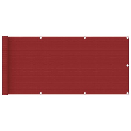 vidaXL Écran de balcon Rouge 75x400 cm PEHD