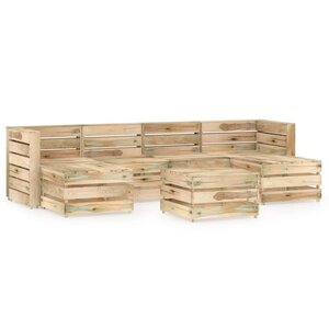 vidaXL Salon de jardin 7 Pièces Bois de pin imprégné de vert