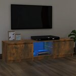 vidaXL Meuble TV avec lumières LED Chêne fumé 140x40x35 5 cm