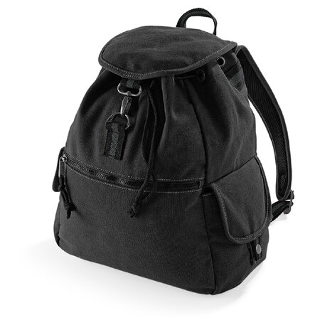 Sac à dos toile - look usé style vintage - noir - QD612 - mixte homme / femme