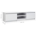 vidaXL Meuble TV Blanc brillant 140x40x35 5 cm Aggloméré