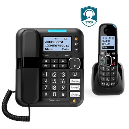Téléphone fixe filaire amplicomms 1580 combo