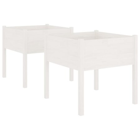 vidaXL Jardinières 2 Pièces Blanc 70x70x70 cm Bois de pin massif