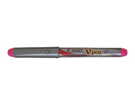Stylo plume jetable v-pen silver pte moyenne rose x 12 pilot