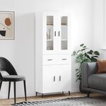 vidaXL Buffet haut Blanc 69 5x34x180 cm Bois d'ingénierie